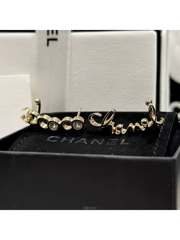 Lettering gold crystal ear cuff - CHANEL - BALAAN 1