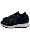 Prax 01 Re-Nylon Brushed Leather Low-Top Sneakers Black - PRADA - BALAAN 3