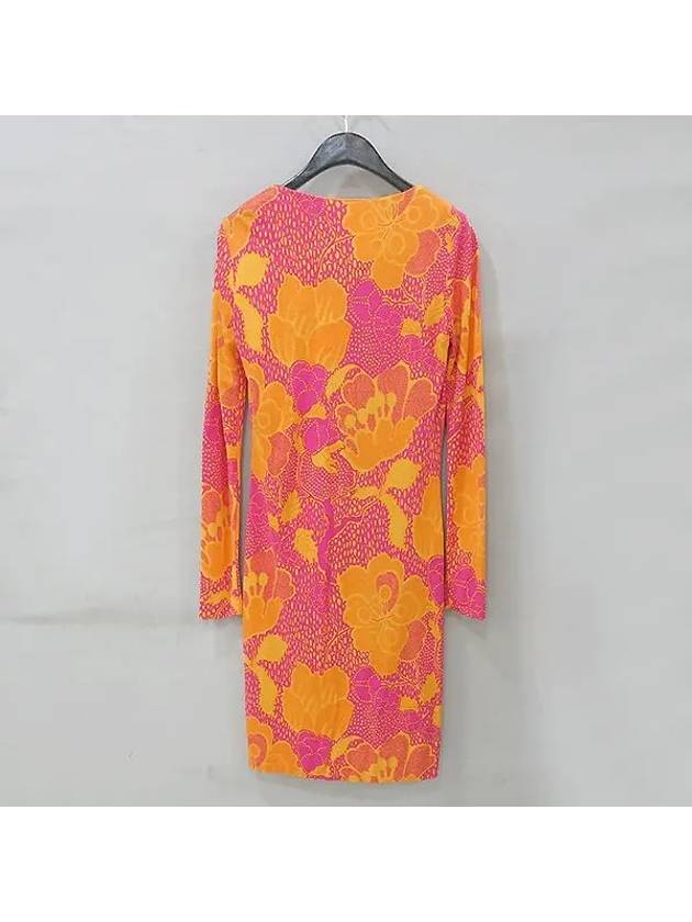 Orange color flower printing REINA women s dress - DIANE VON FURSTENBERG - BALAAN 3