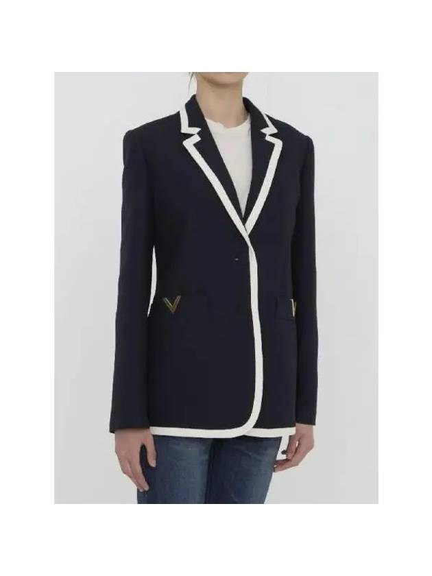 23 fw Navy Blue White SILKWOOL Blend Blazer 3B3CE2N11CF671 B0480453118 - VALENTINO - BALAAN 4