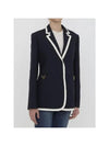 V Logo Single Breasted Blazer Jacket Navy - VALENTINO - BALAAN 4