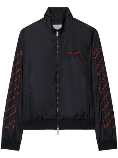 Embroidered Logo Bomber Jacket Black - OFF WHITE - BALAAN 1