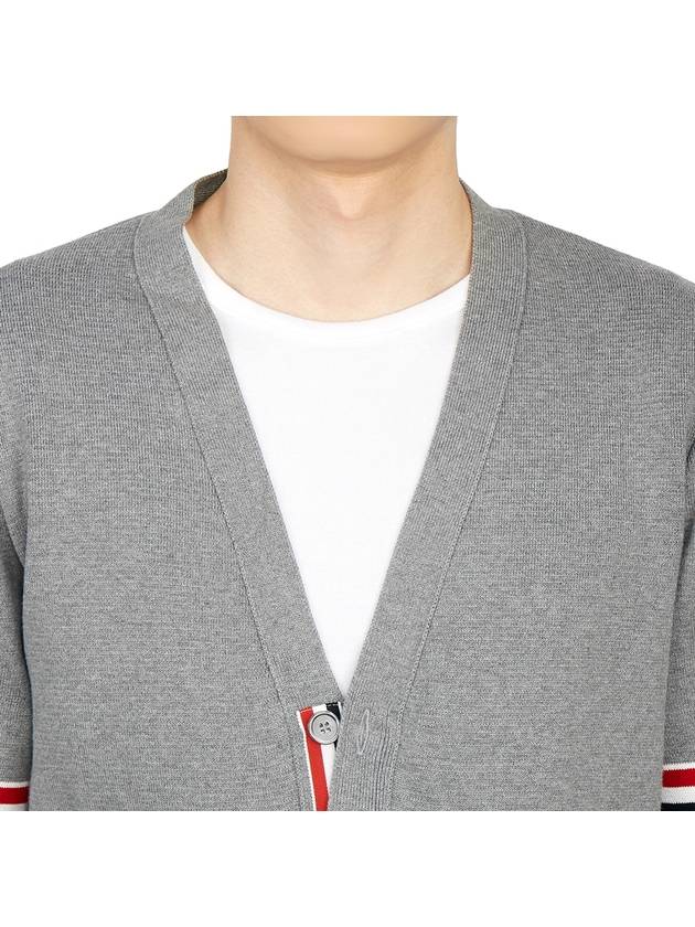 Milano Stitch Sprite Armband Cotton V-neck Cardigan Light Grey - THOM BROWNE - BALAAN 9