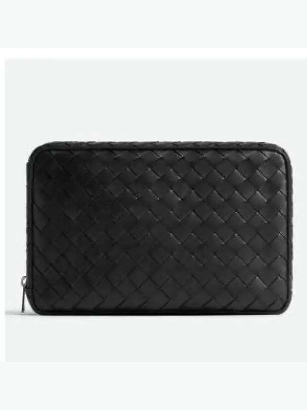 Intrecciato Zipper Leather Laptop Sleeve Black - BOTTEGA VENETA - BALAAN 2