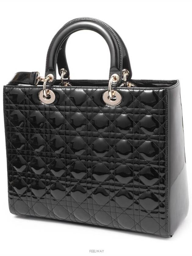 Lady Large Patent Tote Bag Black - DIOR - BALAAN 4