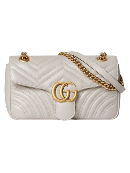 GG Marmont Small Leather Shoulder Bag Light Grey - GUCCI - BALAAN 1