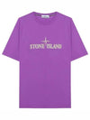 Stitches Two Embroidery Short Sleeve T-Shirt Purple - STONE ISLAND - BALAAN 2