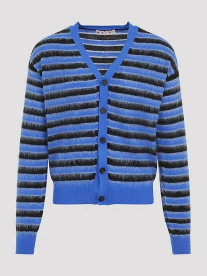 V-Neck Striped Cardigan Blue - MARNI - BALAAN 2