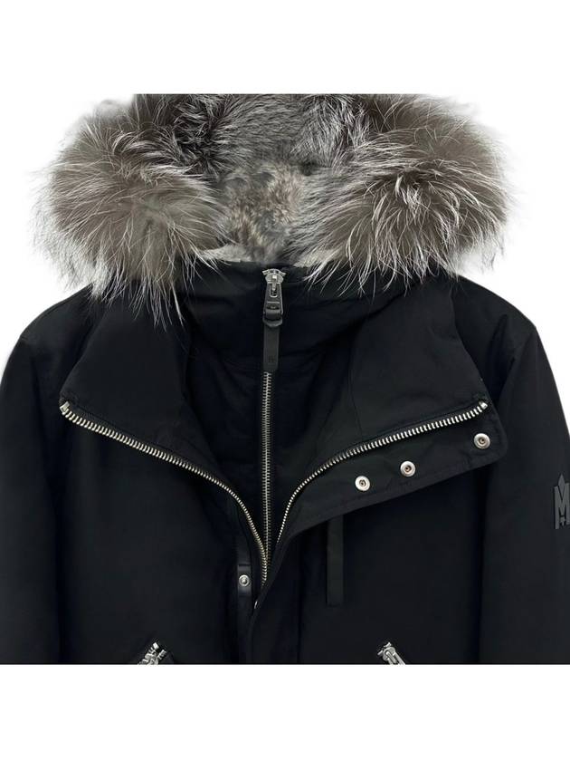 Dixon Nordic Tech Down Silver Fox Fur Bomber Jacket Black Silver - MACKAGE - BALAAN 5