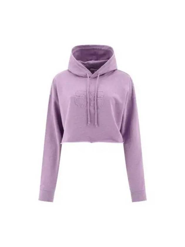 Crop Logo Hoodie Purple - GANNI - BALAAN 2