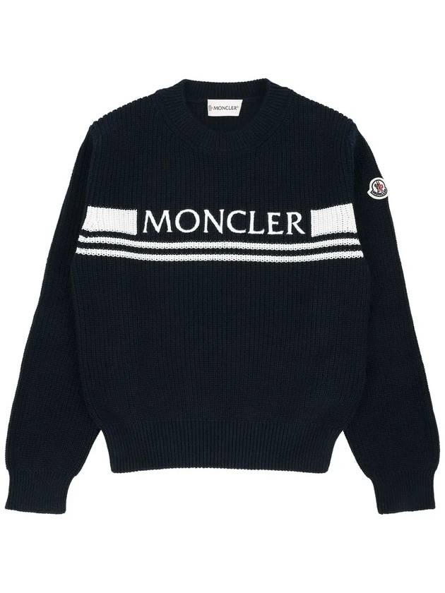 Kids Lettering Logo Embroidery Knit Navy 9C00002 M1367 772 8 10A - MONCLER - BALAAN 3