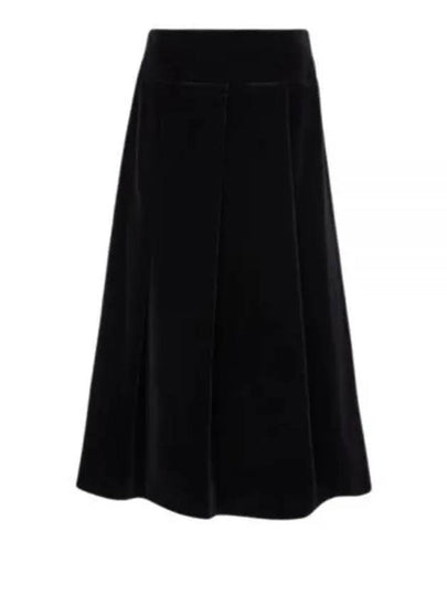 Paragi Cotton Velvet Midi A Line Skirt Black - MAX MARA - BALAAN 2