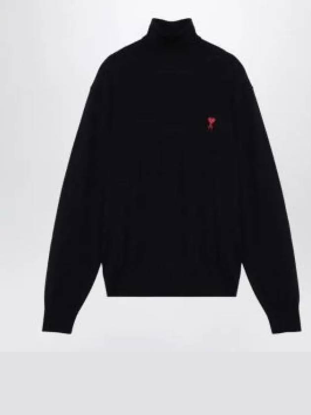 Heart Logo Wool Turtleneck Navy - AMI - BALAAN 2