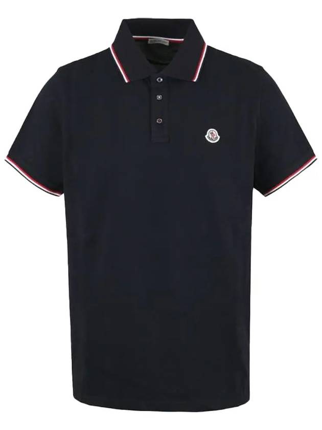 Logo Patch Polo Shirt Dark Blue - MONCLER - BALAAN 2