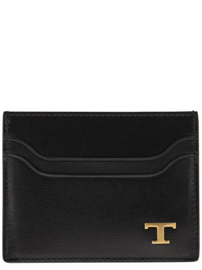 Metal T Logo Leather Card Wallet Black - TOD'S - BALAAN 2