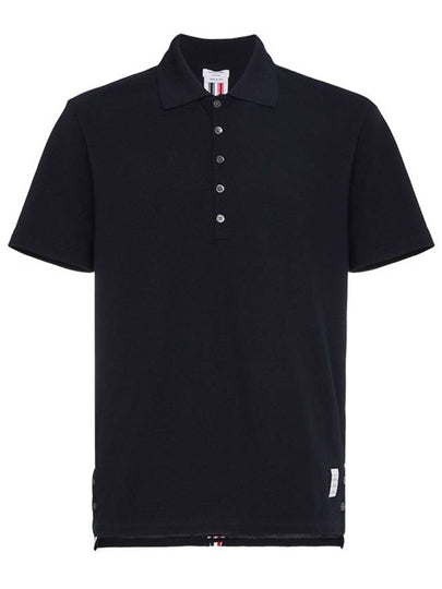 Men's Cotton Pique Center Bag Striped Short Sleeve Polo Shirt  Navy - THOM BROWNE - BALAAN 2