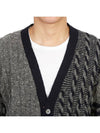 Funmix Donnyroll Cable 4 Bar V-Neck Cardigan Medium Grey - THOM BROWNE - BALAAN 10