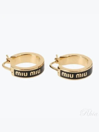 Logo Enameled Metal Earrings  Black - MIU MIU - BALAAN 2