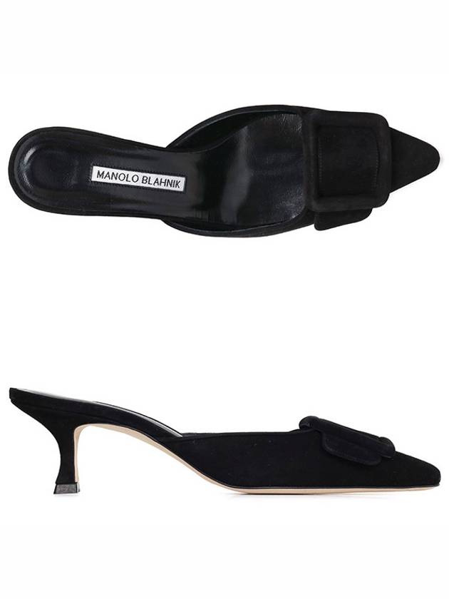 Maysail Suede Slingback Heel Black - MANOLO BLAHNIK - BALAAN.