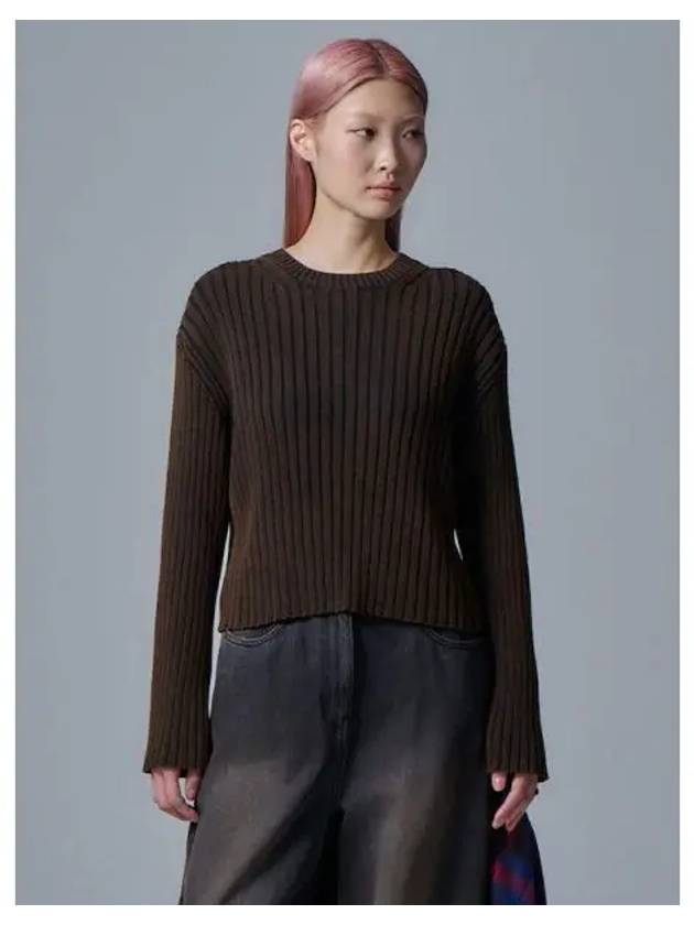 Dying Ribbed Round Neck Pullover Knit Brown Domestic Product GM0024070967039 - JUUN.J - BALAAN 1