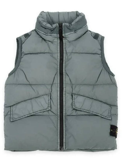 Kids Crinkle Reps Recycled Nylon Down Vest Pewter Grey - STONE ISLAND - BALAAN 2