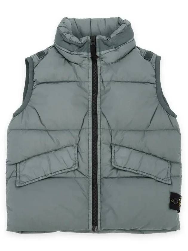 Kids Crinkle Reps Recycled Nylon Down Vest Pewter Grey - STONE ISLAND - BALAAN 3