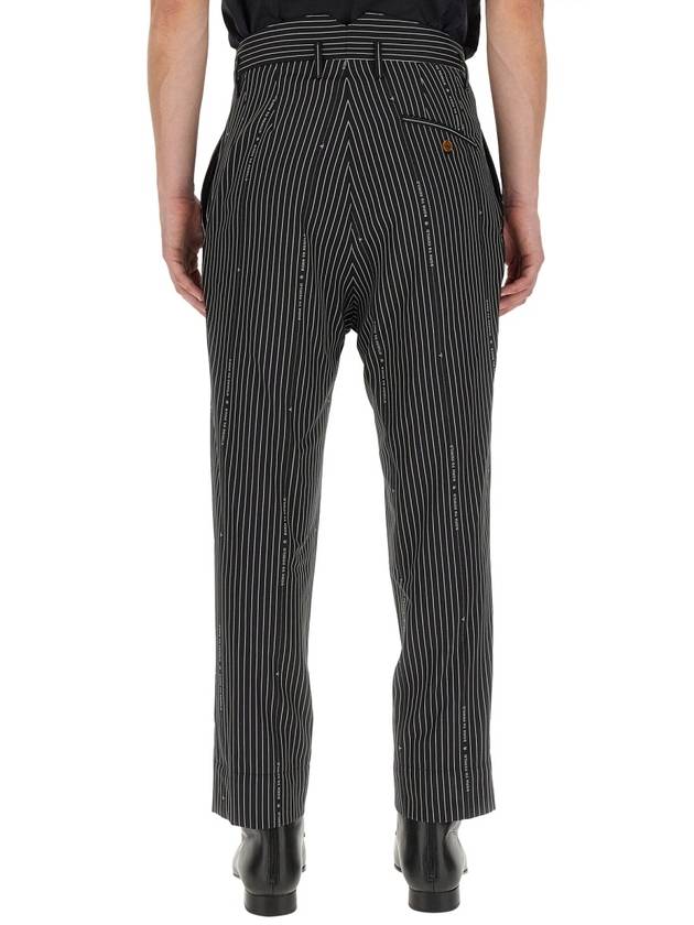 Striped Cropped Virgin Wool Straight Pants Black - VIVIENNE WESTWOOD - BALAAN 4