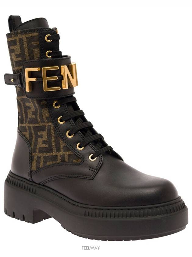 Fendigraphy Leather Worker Boots black Brown - FENDI - BALAAN 3