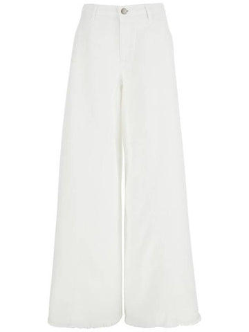 White Five Pocket Wide Leg Jeans In Cotton Woman - FEDERICA TOSI - BALAAN 1