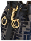 Mon Tresor FF Chenille Mini Bucket Bag Dark Blue - FENDI - BALAAN 9