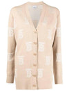 Monogram Oversized Wool Silk Cardigan Beige - BURBERRY - BALAAN 2