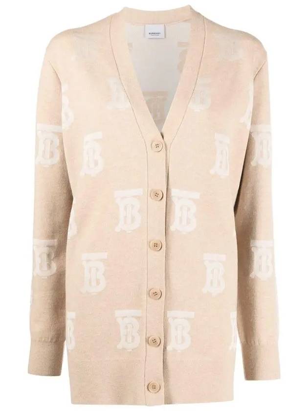 Monogram Oversized Wool Silk Cardigan Beige - BURBERRY - BALAAN 2