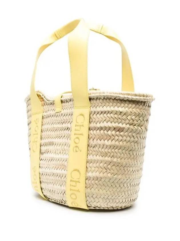 Sense Medium Raffia Basket Tote Bag Beige Yellow - CHLOE - BALAAN 4