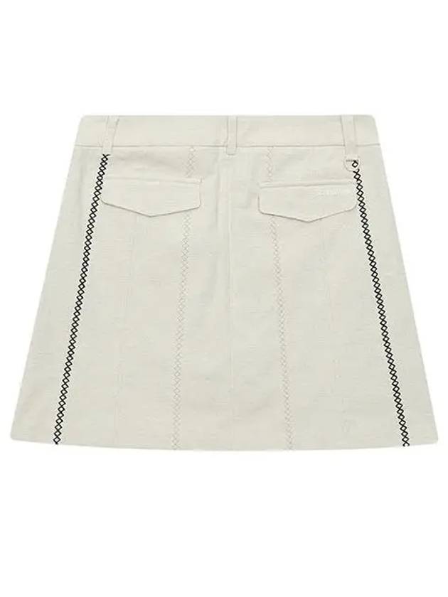 pleated embroidery A-line culottes 4022LASOBEIGE - BLACK&WHITE - BALAAN 2