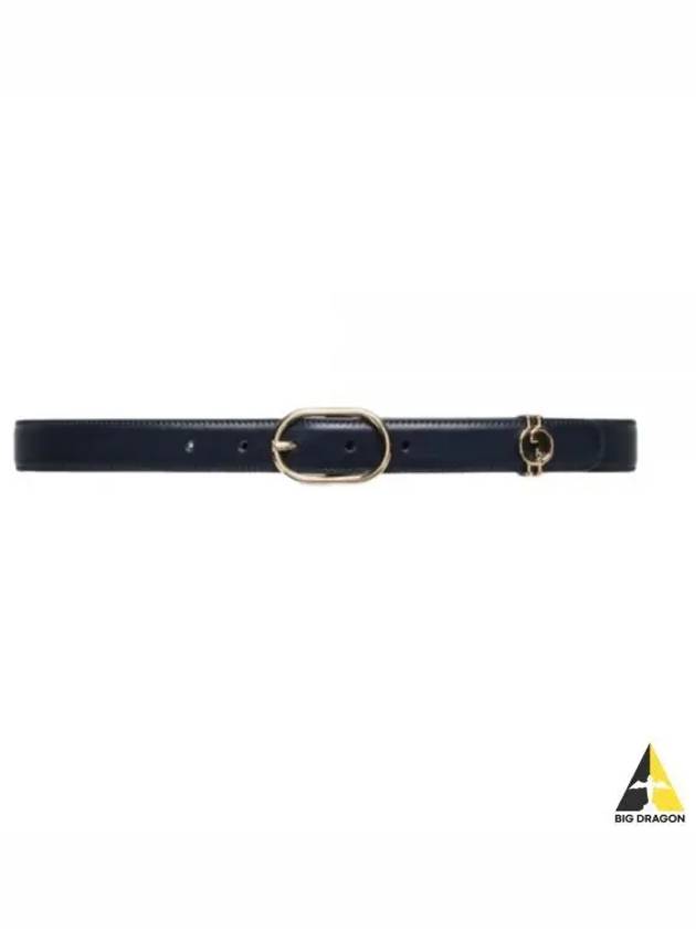 Round Interlocking G Leather Belt Navy - GUCCI - BALAAN 2