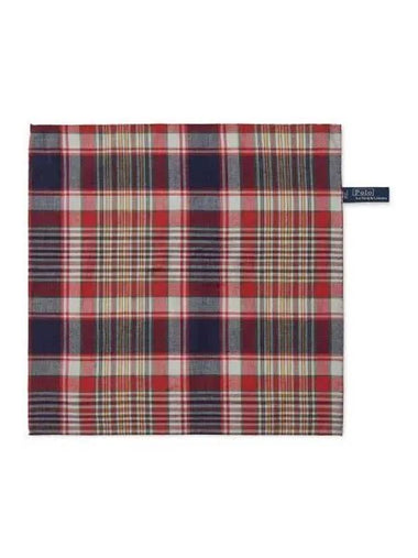 Pay 30 points Faded Madras Pocket Square Red - POLO RALPH LAUREN - BALAAN 1