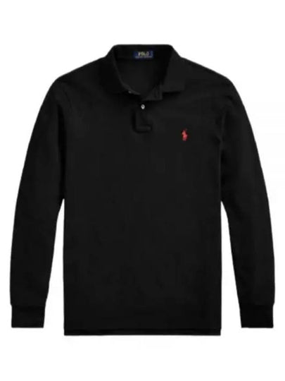 Embroidered Logo Slim Fit Polo Shirt Black - POLO RALPH LAUREN - BALAAN 2