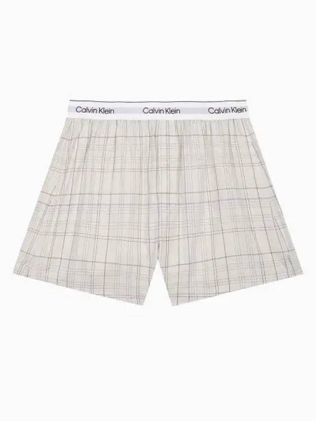 Cotton Poplin Boxer Briefs Check Ivory - CALVIN KLEIN - BALAAN 2