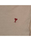 Chain Stitch Heart Logo Long Sleeve T-Shirt Champagne - AMI - BALAAN 7