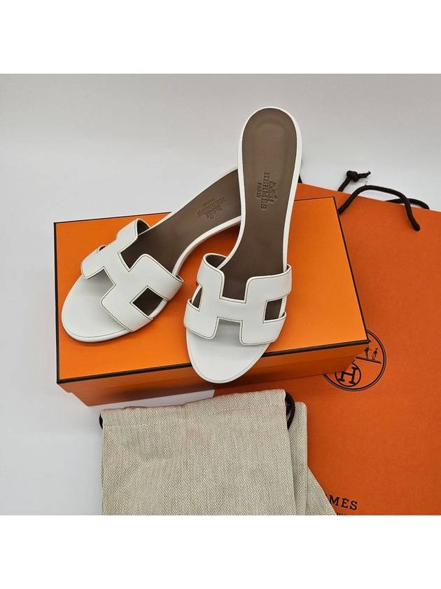 Oasis Calfskin Slipper Heels Blanc - HERMES - BALAAN 2