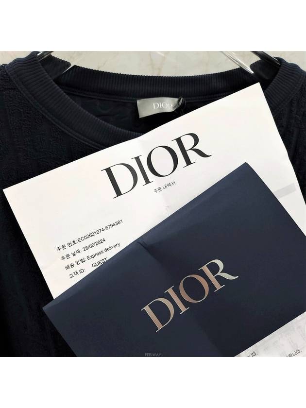 Lux You L Oblique Navy Terry Cotton Short Sleeve T Shirt 113J692A0614 - DIOR - BALAAN 5