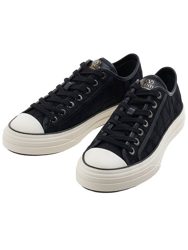 Toile Iconographe Low Top Sneakers Black - VALENTINO - BALAAN 2