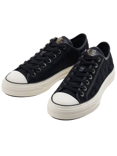 Toile Iconographe Low Top Sneakers Black - VALENTINO - BALAAN 2