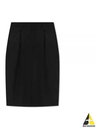 High-waist Midi H-line Skirt Black - AMI - BALAAN 2