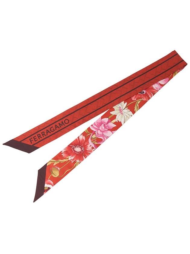 Bouquet Print Mini Scarf Red - SALVATORE FERRAGAMO - BALAAN 3