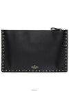 Rockstud Pebble Clutch Bag Black - VALENTINO - BALAAN 2