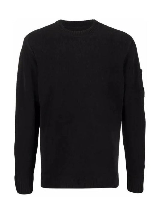 Men's Ribbed Lens Wappen Knit Top Black - CP COMPANY - BALAAN 2