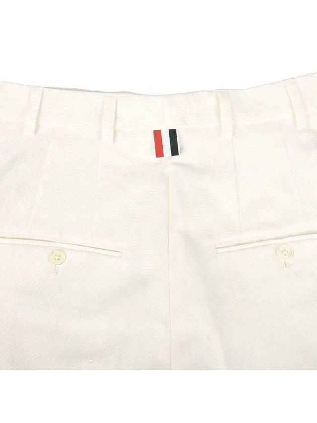 High Waist Cotton Canvas Straight Pants White - THOM BROWNE - BALAAN 5