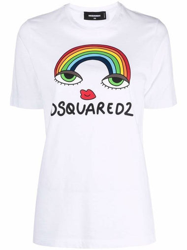 Women's Rainbow Lenny Short Sleeve T-Shirt White - DSQUARED2 - BALAAN 1