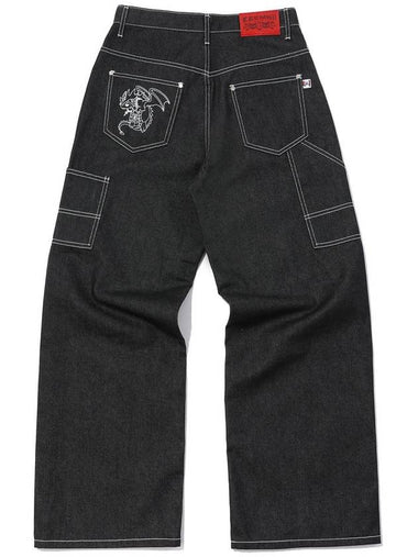 FIRE DRAGON DENIM PANTS DARK BLACK - KEEMHII - BALAAN 1